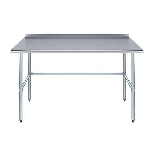 Express KitchQuip Stainless Steel Work Table with Open Base and 1.5" Backsplash (30x60)