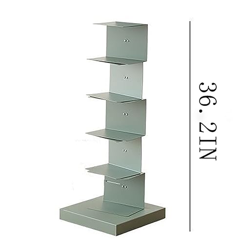 PIcube All Metal Invisible Book Tower Heavy Duty Spine Bookshelf White 5 Shelf
