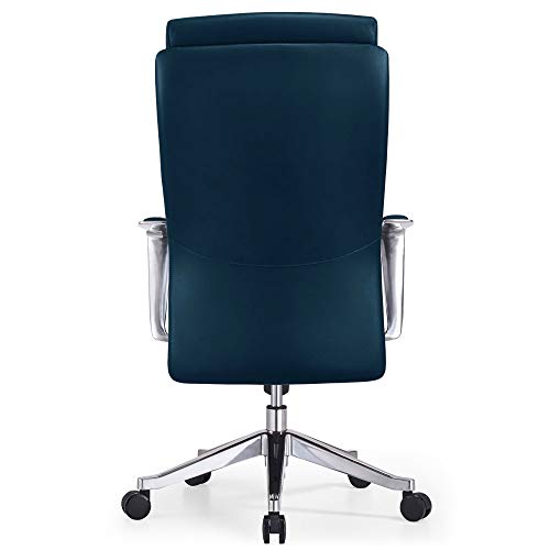 Adjustable Ergonomic Draper Leather Executive Chair with Aluminum Frame Dark Teal