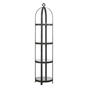 My Swanky Home Industrial Iron Straps Cloche Etagere | Modern Metal Round Tall Shelf Shelves