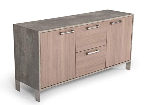 Limari Home Baston Collection Modern Style Oak & Faux Concrete Laminat Home Office File Cabinet