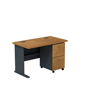 Bush Business Furniture Series A Natural Cherry/Slate 48W Desk with 2-Drawer Mobile Pedestal
