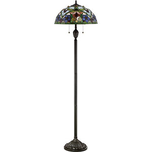 Quoizel TFVT9362VB Violets Tiffany Floor Lamp, 2-Light, 200 Watts, Vintage Bronze (62" H x 18" W)