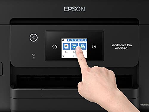 Epson Workforce Pro WF-3820 All-in-One Wireless Color Inkjet Printer, Black - Print Scan Copy Fax - 21 ppm, 4800 x 2400 dpi, 8.5 x 14, Auto 2-Sided Printing, 35-Sheet ADF, Ethernet