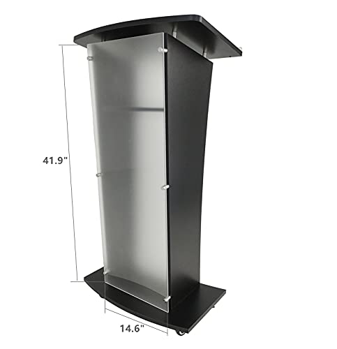 FixtureDisplays Acrylic Church Podium Pulpit with Cup Holder on Wheels