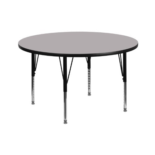 Flash Furniture 42'' Round Grey Thermal Laminate Activity Table - Height Adjustable Short Legs