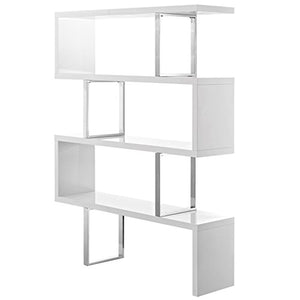 Modern Contemporary Urban Living Lounge Room Bookcase Bookshelf Shelf Rack Stand, White, Wood Metal