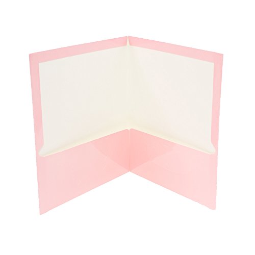Four Point ELPF14360 - 8.5" x11" Film Laminated Pocket Folders, Versatile and Reusable, Pink Clr, Heavy Weight, 2 pockets & Business Card Slits, 200 Per Pack, Made in USA