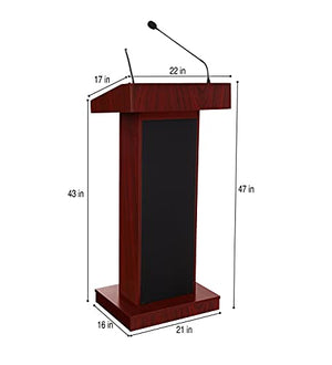 OEF Furnishings Orator Lectern with Wireless Tieclip Mic, Mahogany