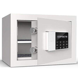 Safe Box | Fireproof Digital Lock Box Security Safe | Home Combination Electronic Steel Safe with Keypad | 2 Manual Override Keys | for Home, Business or Travel, White