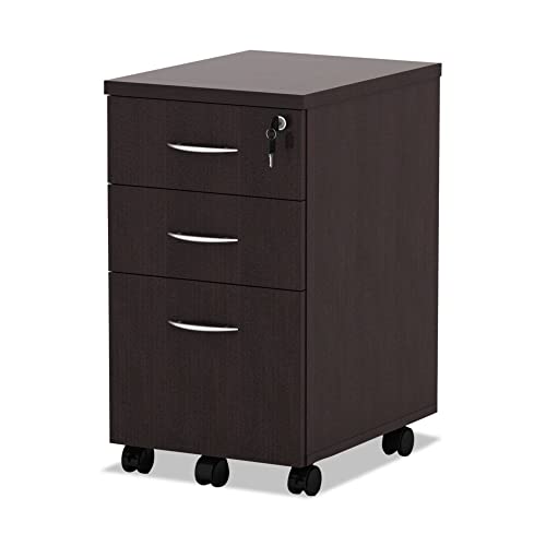 Alera Valencia Series 3-Drawer Mobile File Pedestal - Espresso