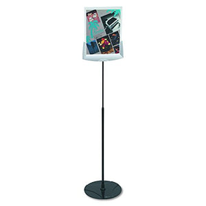 Durable Acrylic Floor Standing Sign, Letter-Size Inserts, Sturdy Aluminum Base, Extends from 40"" to 60"" Height, SHERPA Design (558957)", gray