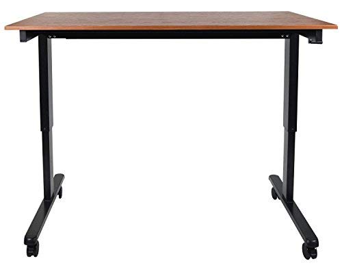 Luxor Furniture Crank Adjustable Stand Up Desk - 59" L x 29.5" W x 29.5" H,Black/Teak
