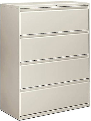 HON 800-Series 4-Drawer Lateral File with Lock, 53"H x 42"W x 19 1/4"D, Light Gray