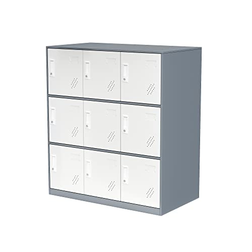Metal Storage Cabinet with Card Slot - White+Gray 37.8" L*37.8" W*4.33" H