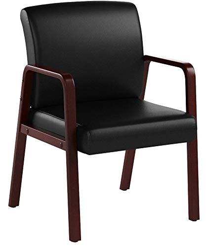 Alera ALERL4319C Reception Lounge Series Guest Chair, Cherry/Black Leather