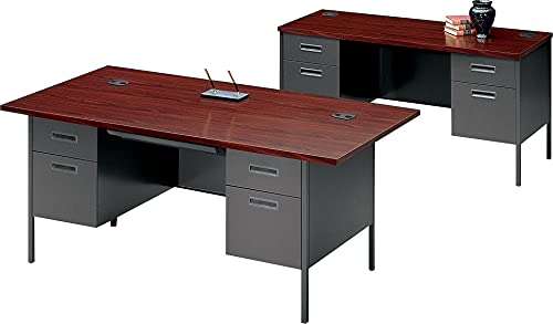 HON Metro Series Kneespace Credenza, 60w x 24d x 29 1/2h, Mahogany/Charcoal