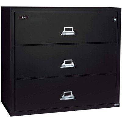 FireKing Fireproof 3-Drawer Lateral File - Platinum Finish, Combination Lock