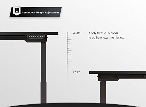 FEZIBO L-Shaped Electric Standing Desk, 48 Inches Height Adjustable Corner Desk, Full Sit Stand Home Office Table with Splice Board, Black Frame/Black Top