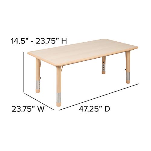 Flash Furniture 23.625"W x 47.25"L Rectangular Natural Plastic Height Adjustable Activity Table