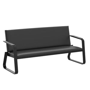 Bestmart Black Leather Waiting Room Bench Chairs for Office Clinic Salon Bank