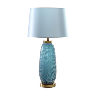 EARSHOT Blue Glass Desk Lamp with Fabric Lampshade