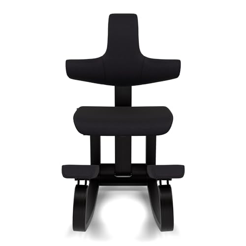 Varier ThatSit Balans Adjustable Ergonomic Kneeling Chair with Backrest, Black/Black
