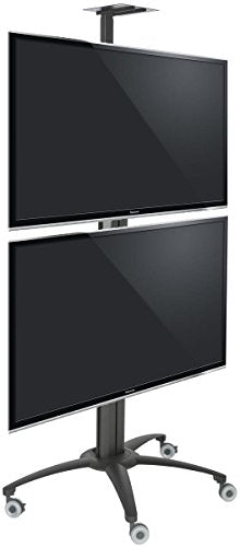 Displays2go LPGP36WB2 Dual TV Stand, Single Sided, for 30-60 Inch Flat Screen Monitors, Camera Tray