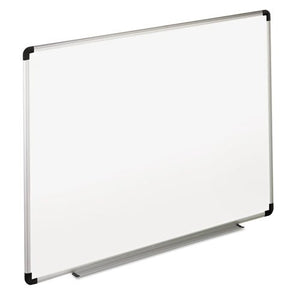 Universal Dry Erase Board with Marker Tray, 4' x 6', White, Black/Gray Aluminum (UV805)