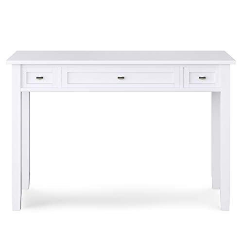 SIMPLIHOME Warm Shaker SOLID WOOD Rustic Modern 48 inch Wide Home Office Desk, Writing Table, Workstation, Study Table Furniture in White with 2 Drawerss