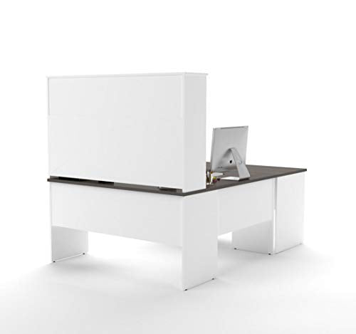 Bestar 3-Piece Set Including a U-Shaped Desk with Hutch, a lateral File Cabinet, and a Bookcase - Innova