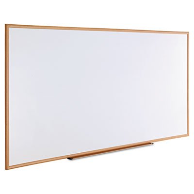 Universal Dry Erase Marker Board, Melamine, 96 x 48, Oak Wood Frame