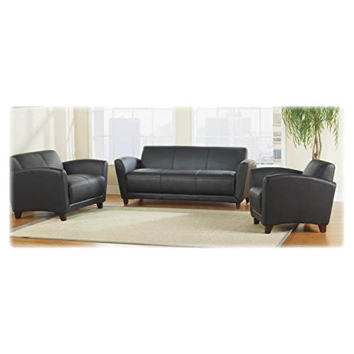 Lorell LLR68950 Leather Reception Sofa, 44" Height X 31" Width X 44" Length, Black