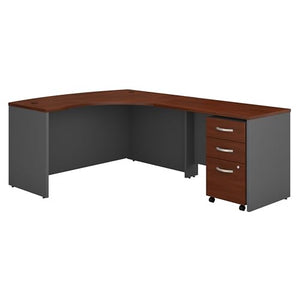 Bush Business Furniture Series C Right Handed L Shaped Desk with Mobile File Cabinet in Mocha Cherry