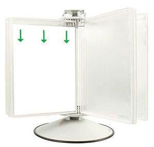 Tarifold Premium Desktop Reference System with 360° Steel Rotary Base - 50 White Frame Antimicrobial Pockets - Letter-Size - 100 Sheet Capacity