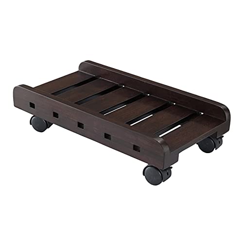 FAXIOAWA CPU Stand Desktop PC Tower Holder Cart with Wheels - Brown, Small