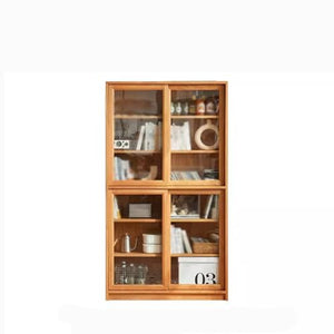 GUERNSEY Cherry Wood Standing Bookshelf Cabinet Storage Rack