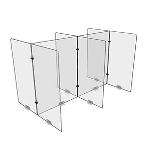 Clear Acrylic/Plexiglass Table Divider Sneeze Guard for Schools, Cafeterias, Libraries, Cafés, Tables, University, Mask Free - Guards Students, Employees, Customers, People from Coughing and Sneezing