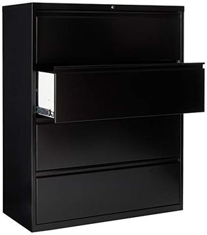 Lorell 4-Drawer Lateral File, 42 by 18-5/8 by 52-1/2-Inch, Black