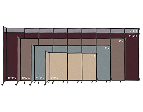 VERSARE Wall-Mounted StraightWall Sliding Portable Partition | Sound Absorbing Room Divider | Adjustable Widths | Black SoundSorb Panels
