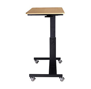 Rocelco 28" Height Adjustable Mobile School Standing Desk - Quick Sit Stand Up Home Computer Workstation - Gas Spring Assist Office Laptop Riser Cart - Wood Grain (R MSD-28)