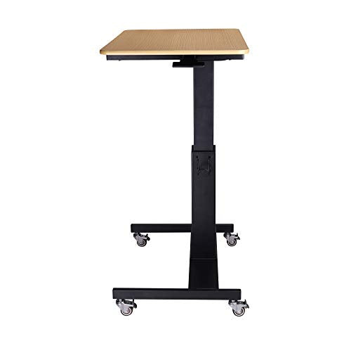 Rocelco 28" Height Adjustable Mobile School Standing Desk - Quick Sit Stand Up Home Computer Workstation - Gas Spring Assist Office Laptop Riser Cart - Wood Grain (R MSD-28)