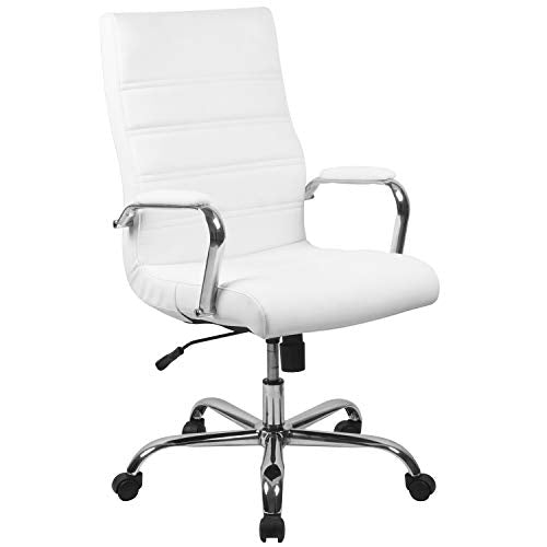 Flash Furniture High Back Office Chair | White LeatherSoft Office Chair with Wheels and Arms
