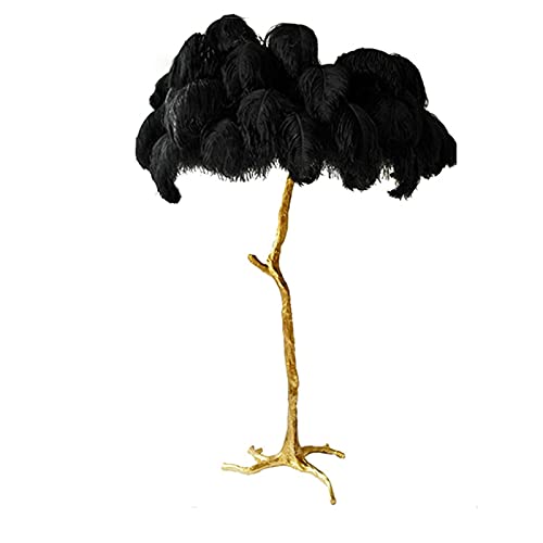 RAZZUM LED Floor Lamp Feather Gold Copper Brass Resin for Living Room Home Decor - Table Lamp 80cm - Gris