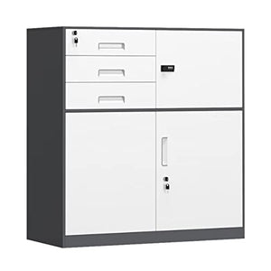 Lingula 3-Drawer Vertical File Cabinet with Lock, Fully Assembled, Grey