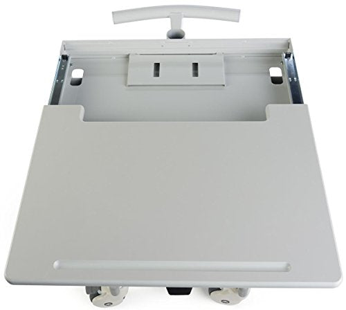 Displays2go Mobile Medical Cart with 2 Monitor Holders, Height Adjustable, Pullout Tray - Gray