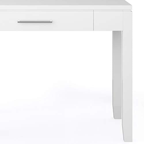 SIMPLIHOME Cosmopolitan SOLID WOOD Contemporary Modern 42 inch Wide Home Office Desk, Writing Table, Workstation, Study Table Furniture in White