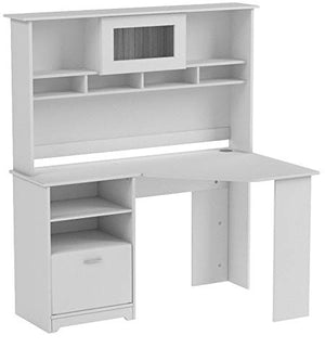 Bush Furniture Cabot 60W Corner Desk with Hutch, White