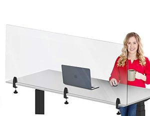 Stand Steady Clear Desktop Panel | Clamp On Protective Acrylic Shield & Sneeze Guard | Desk Divider Securely Attaches to Desks & Tabletops | for Offices, Schools, Libraries & More (60 x 24)