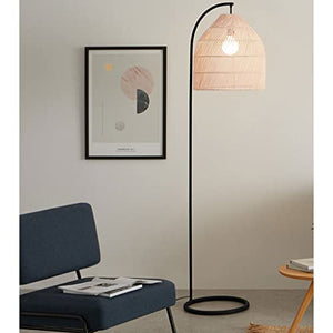 VejiA LED Floor Lamp with Rattan Lamshape Iron Art - Modern Standing Tall Lamp